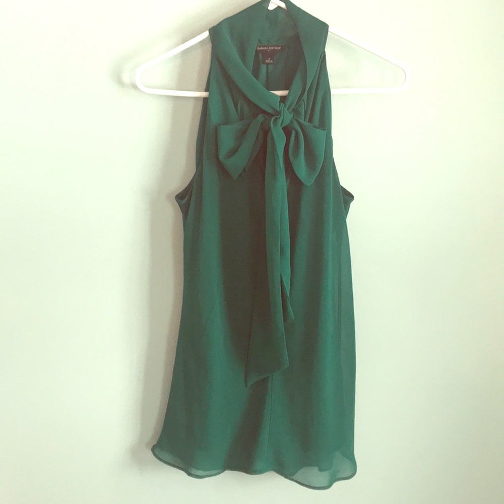 Banana Republic Emerald Green Bow Tie Halter Tank Top